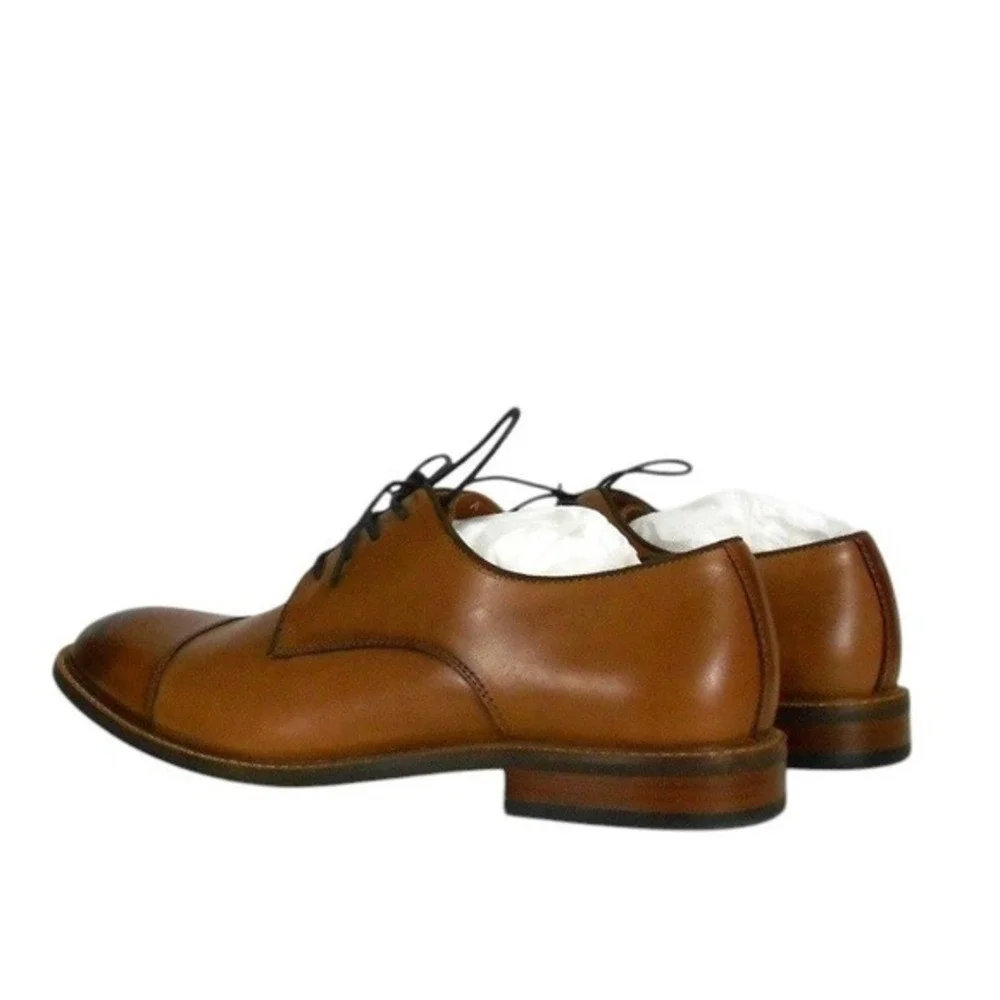 Vince Camuto Mens Dress Shoes 11.5 M Cognac Brown Leather‎ Oxford VY-LAMSON